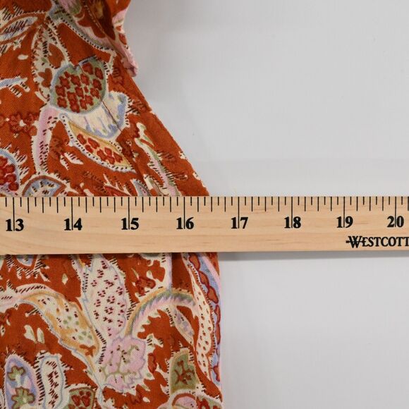 HOUSE OF HARLOW Dress‎ Womens Sz M Rust Floral Print Flutter Sleeve Midi Paisley - Picture 13 of 13